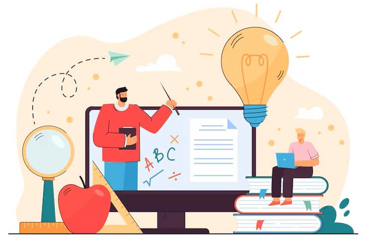 studentguystudyinginternetwatchingonlinelecturecomputertalkingmathtutorthroughvideocallcartoonillustration7485514524_c0mte_740