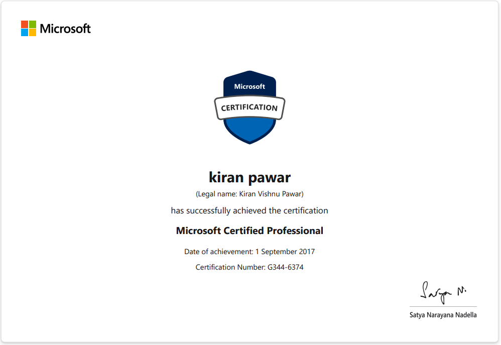 ywodu_998_KiranPawarMicrosoftCertifiedProfessionalCertificate