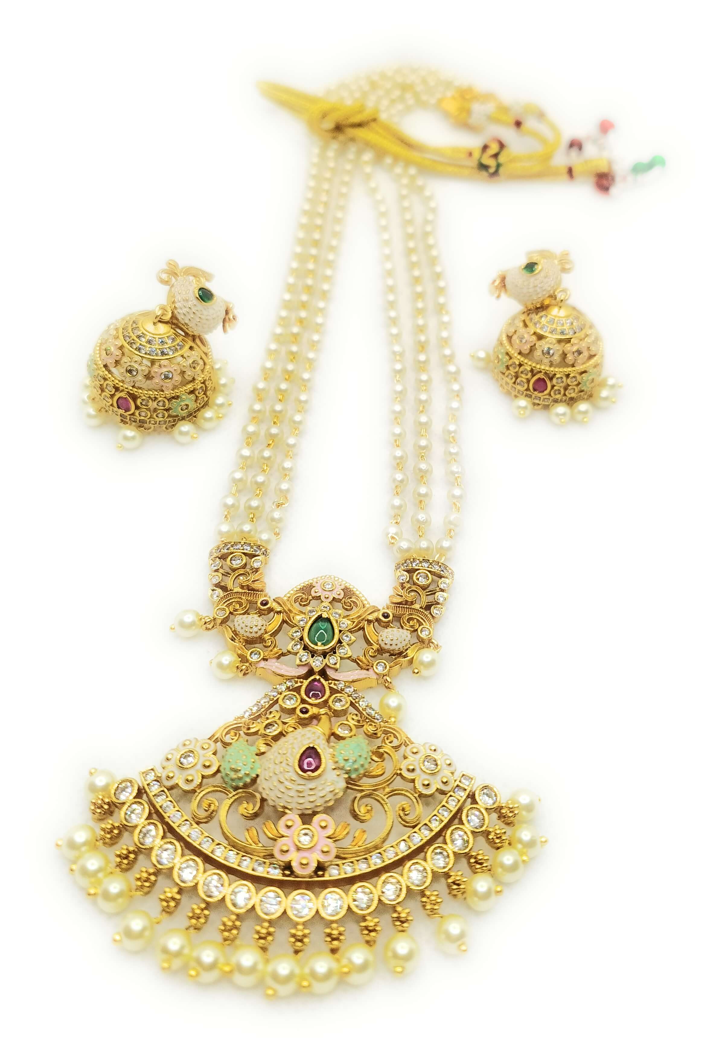 BeautifulpearlnecklacewithmintpinkandgreencolourRs2400_u0ndm_2402