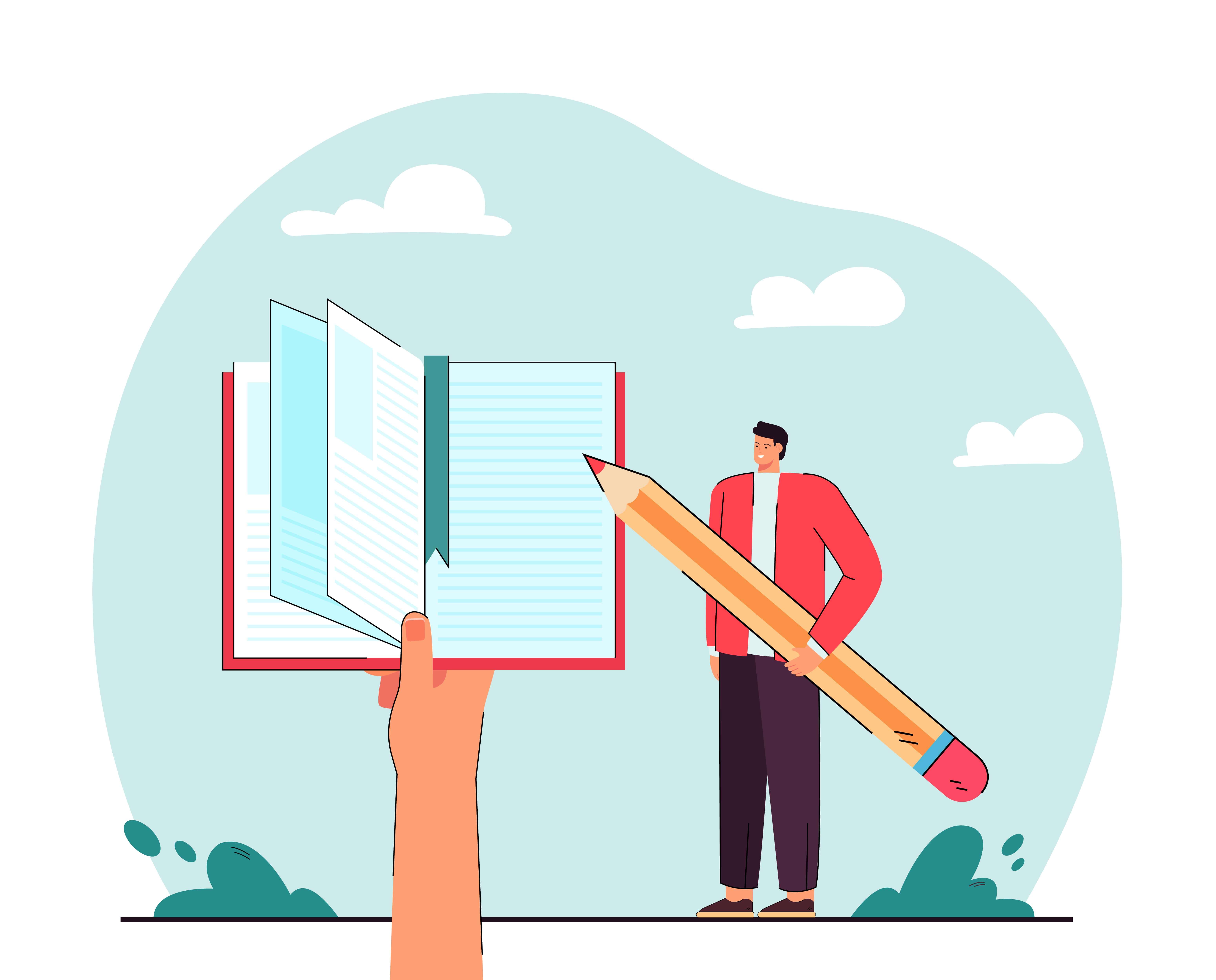 u3mdg_6199_Tinyauthorwithpencilwritingeditinginformationmin