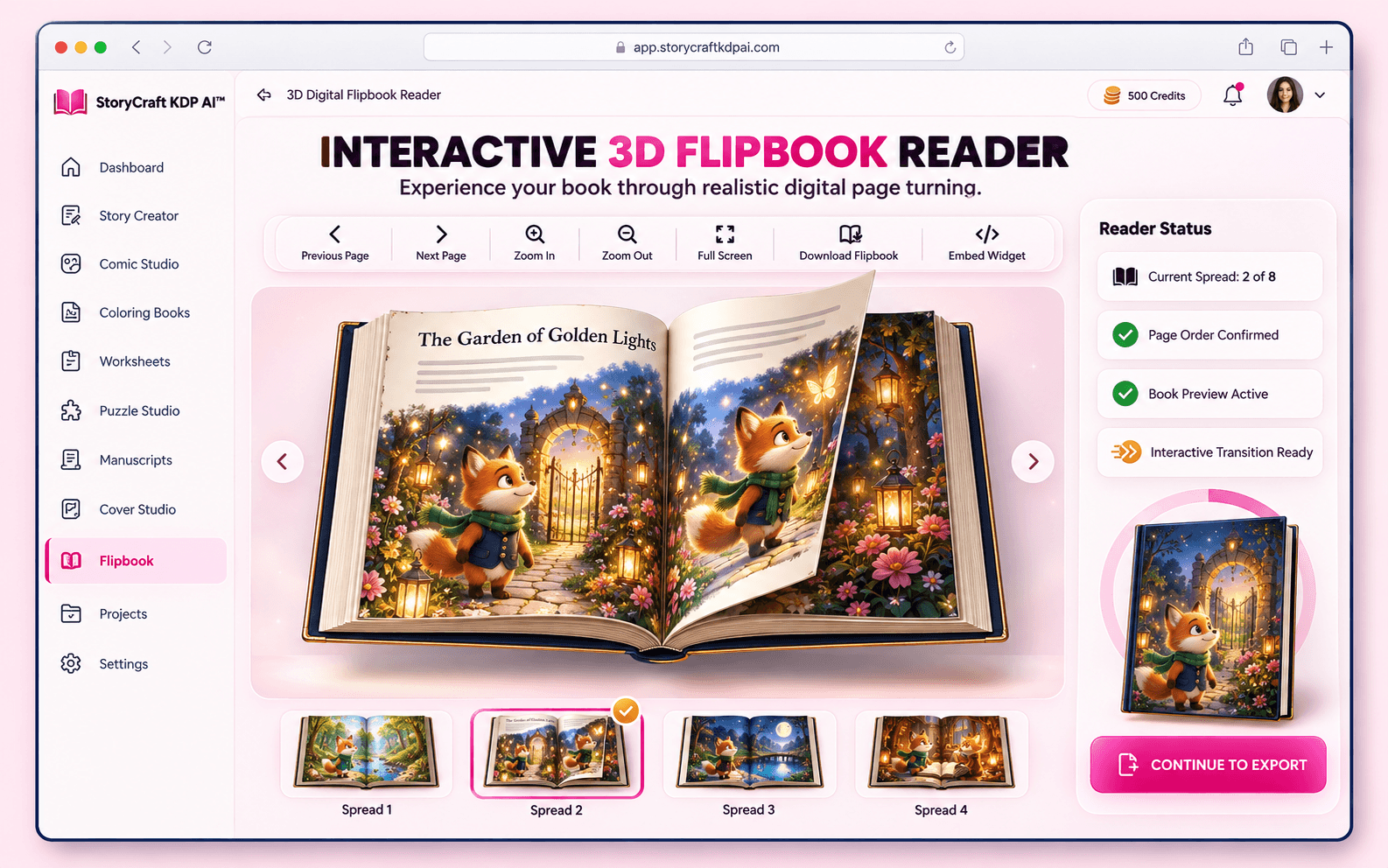 Interactive 3D Flipbook Reader