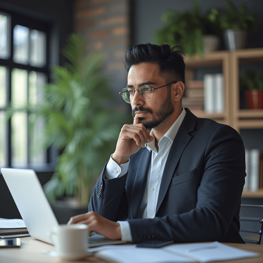 animageofaworkingprofessionalinamodernofficesettinglookingthoughtfulwhileholdingalare7j2udviimi5mlt0ntm3_e2ntc_1024