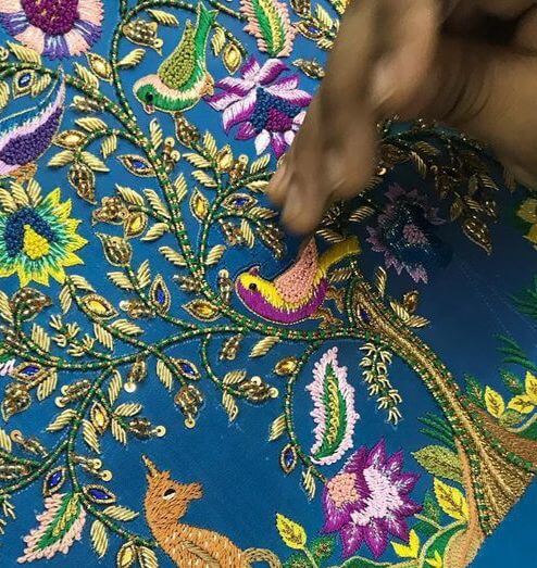 Combined Aari Work + Fabric Painting