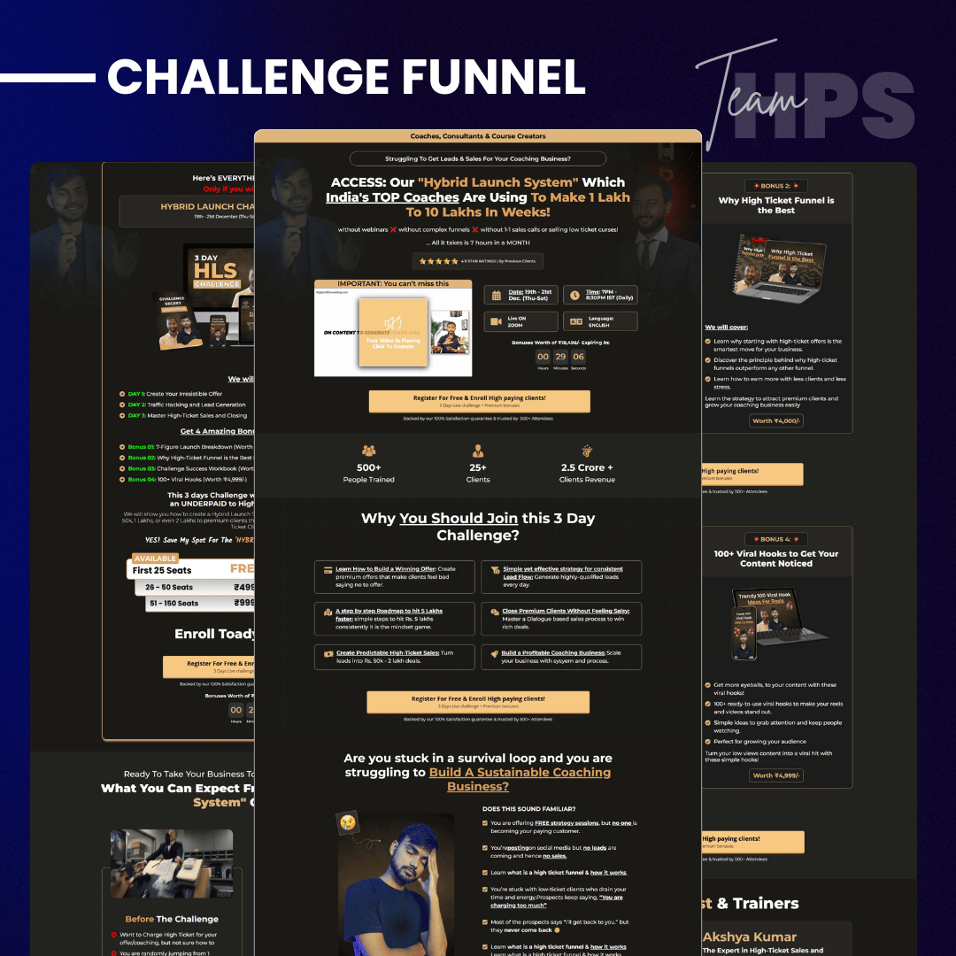 High Profit Coaching - webinar funnel system experts for coaches, consultants, and course creators in India