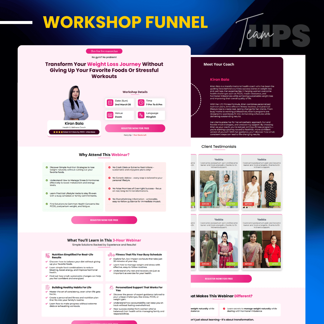 Lead magnet funnel opt-in page design by High Profit Coaching - sales funnel agency India