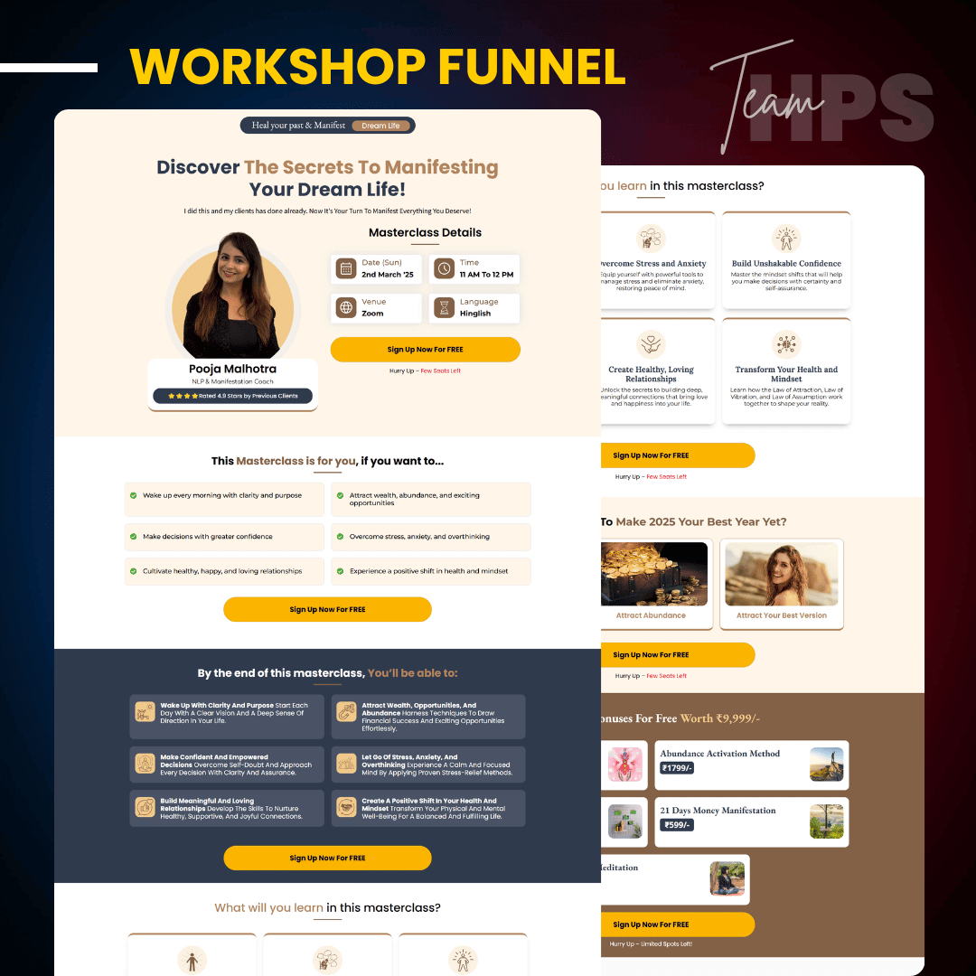Webinar funnel setup & automation services to scale coaching & consulting offers profitably in India.