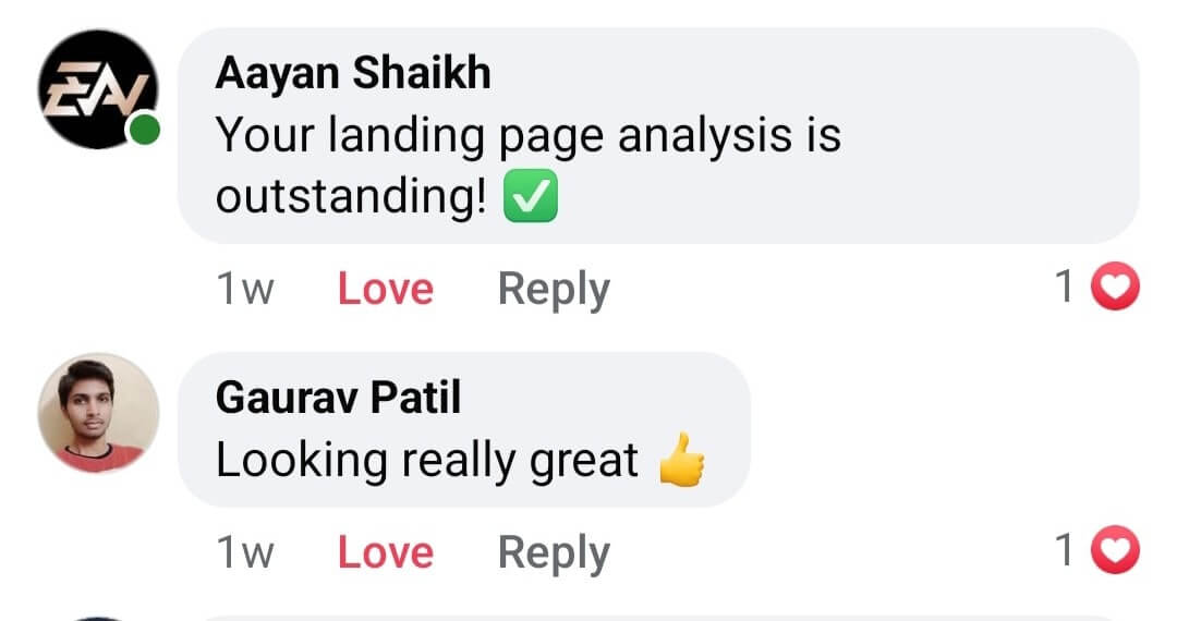 Screenshot of Instagram/Facebook comment praising Gajendra’s sales funnel system for coaches