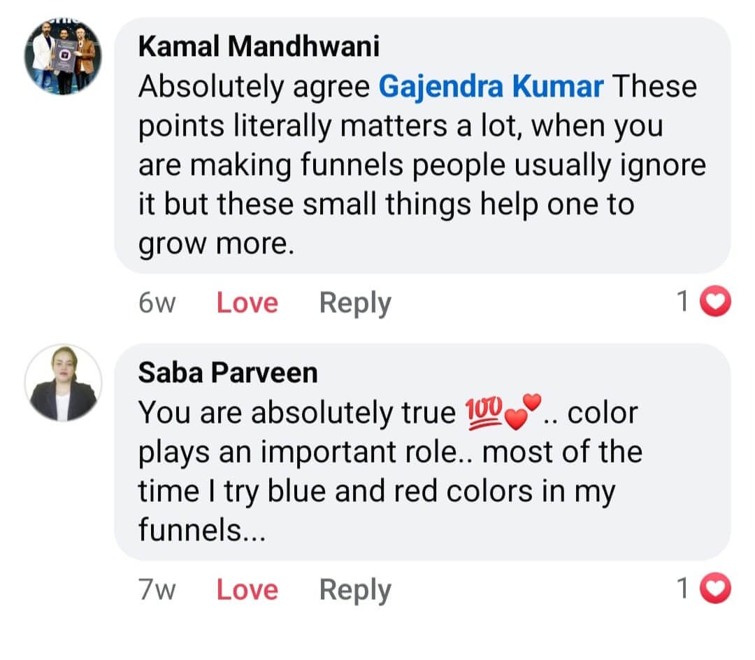 Positive feedback on Facebook for done-for-you funnel delivered by Gajendra