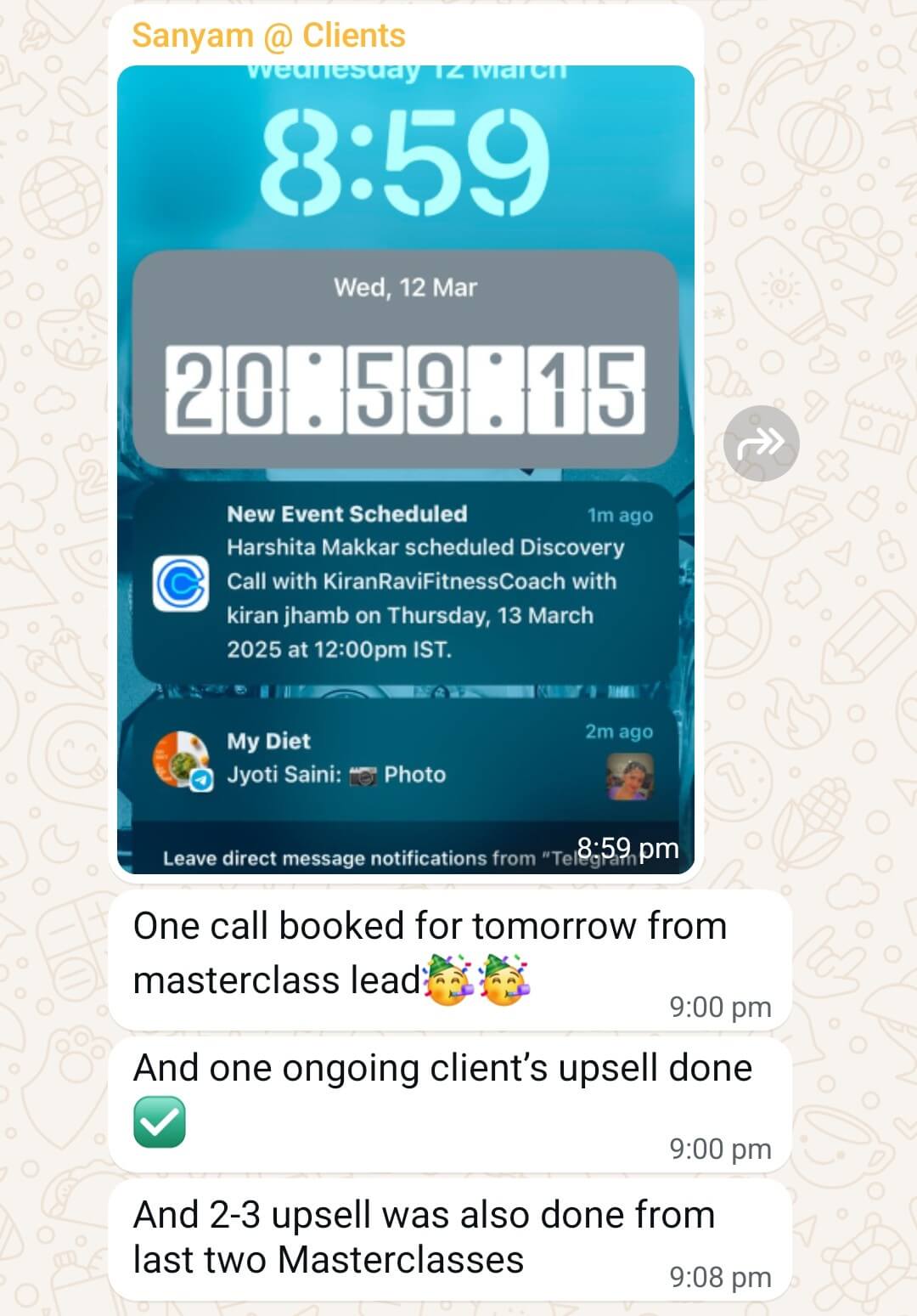 Client conversation appreciating sales system created by Gajendra