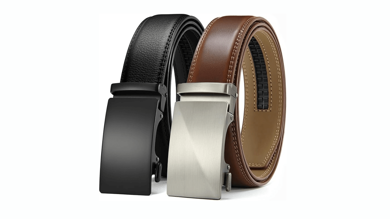 CHAOREN Leather Ratchet Belt Men 2 Pack - Customizable Fit, Effortless Style