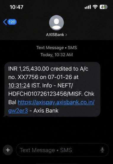 Bank transfer — ₹1,25,430