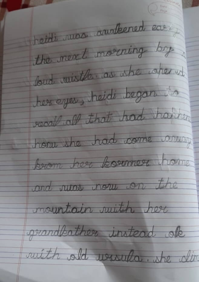 After handwriting sample