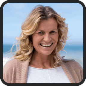 Smiling woman portrait used as a customer testimonial image on the Lotto Champ website.