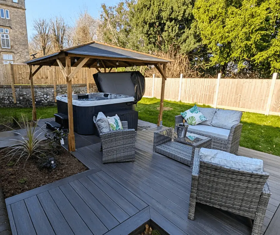 Hot tub gazebo and garden