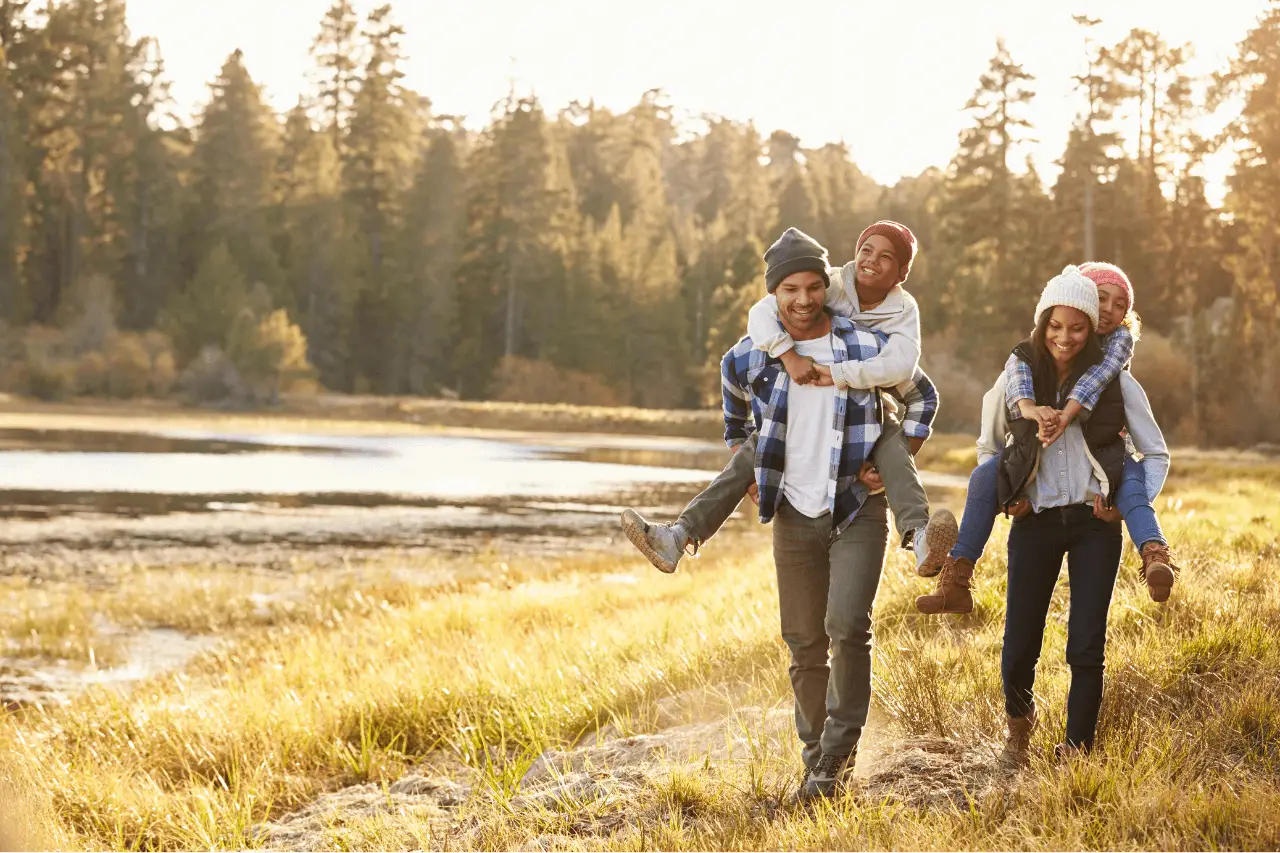 Family walking in the countryside