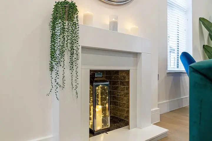 Living room with fireplace