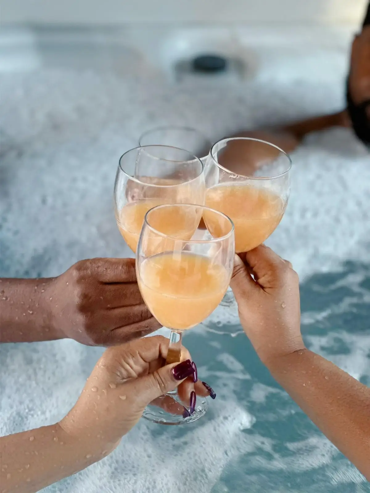 Drinks in the hot tub