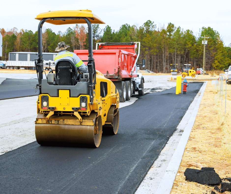 Dump truck on active job site