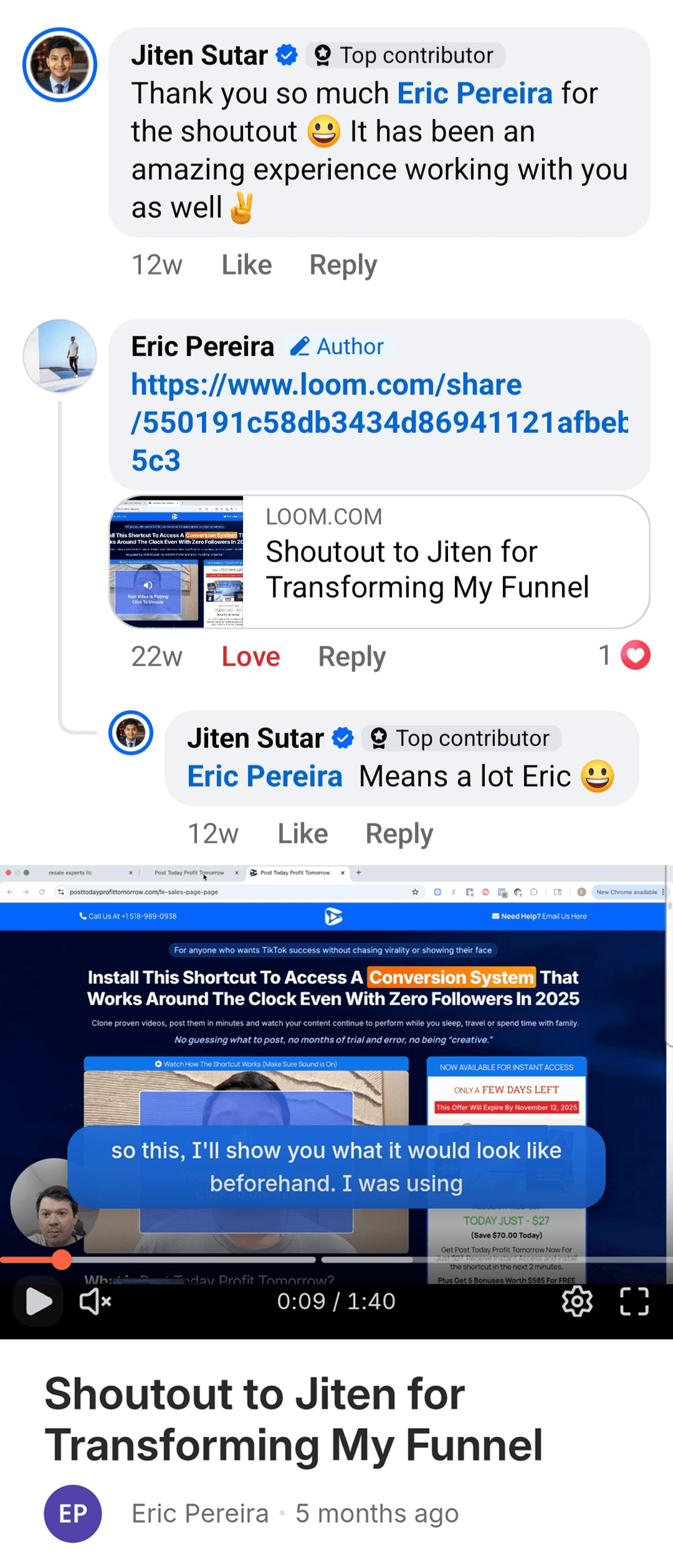 Customer testimonial