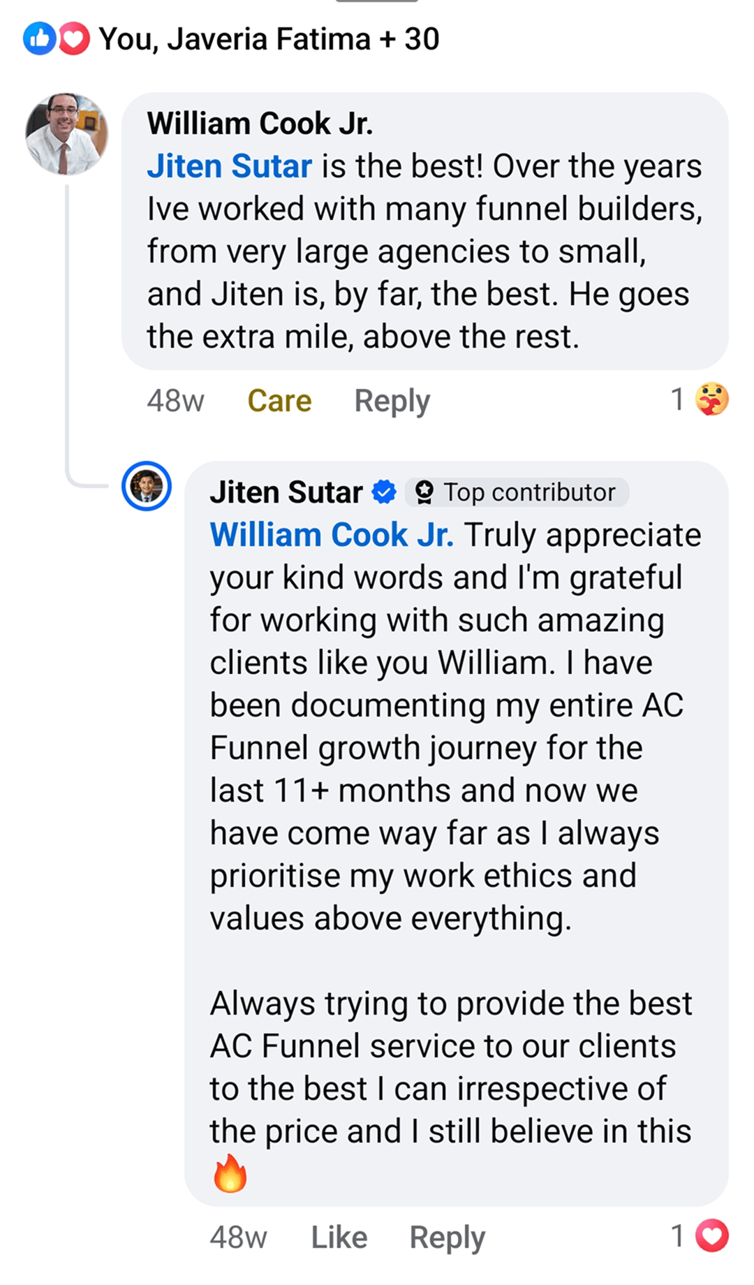 Customer testimonial