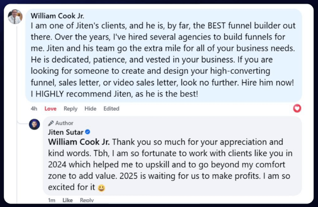 Customer testimonial