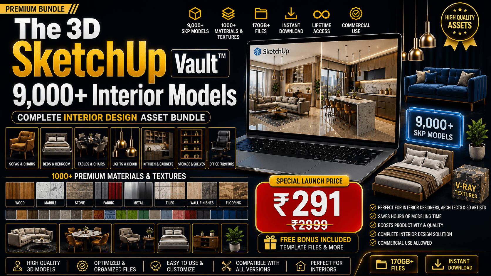 Complete 3D SketchUp Vault bundle contents