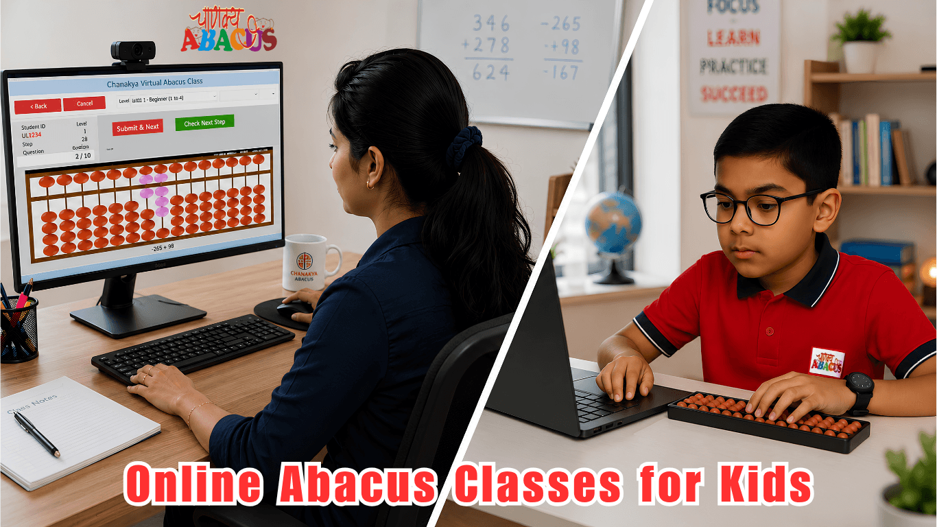 Children learning abacus in a Chanakya classroom