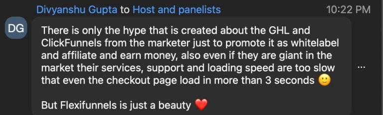 FlexiFunnels customer feedback screenshot 4