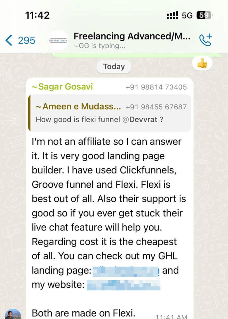 FlexiFunnels customer feedback screenshot 16