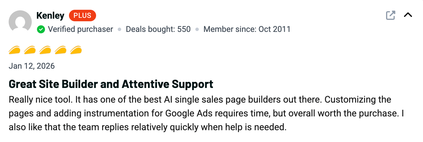 FlexiFunnels customer review screenshot
