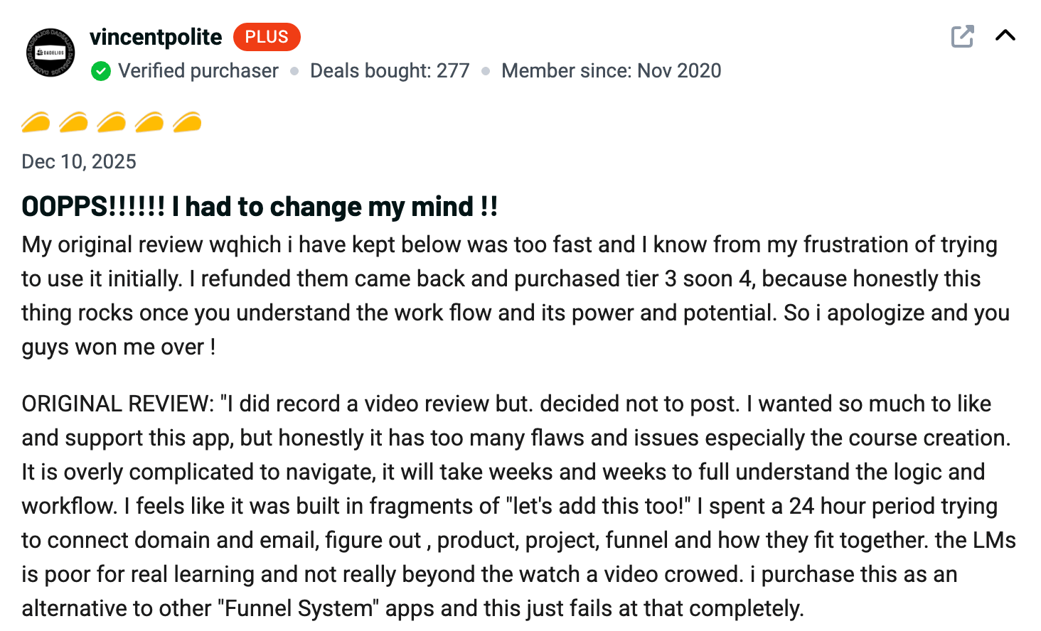 FlexiFunnels customer review screenshot