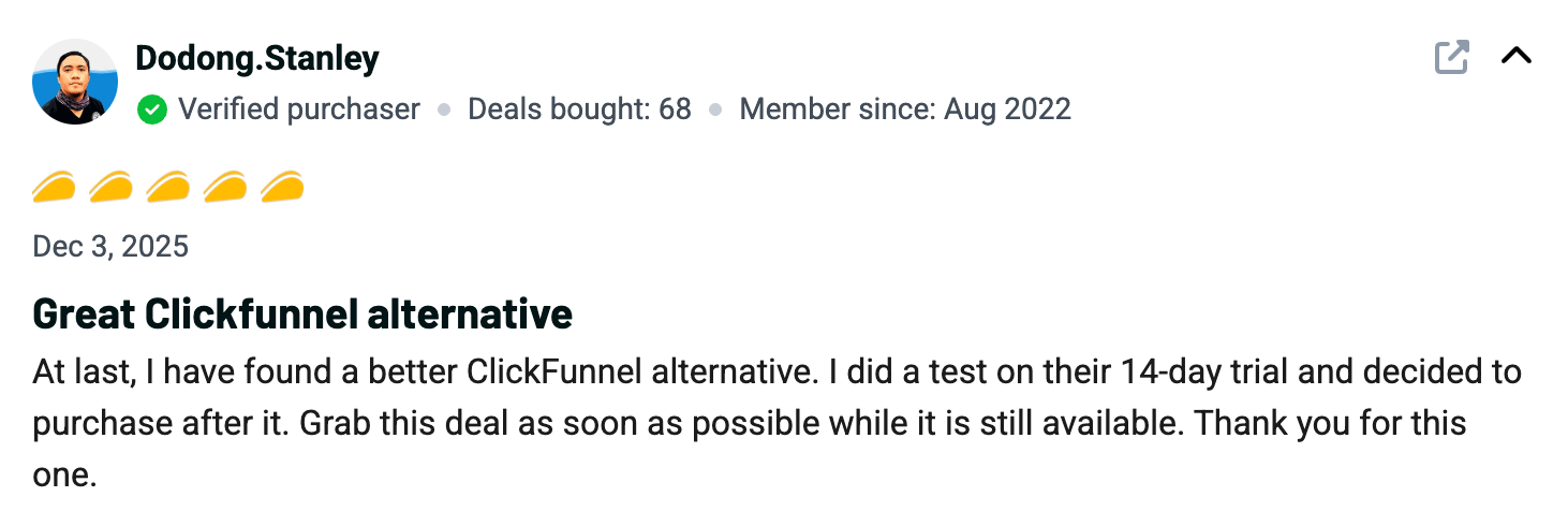 FlexiFunnels customer review screenshot