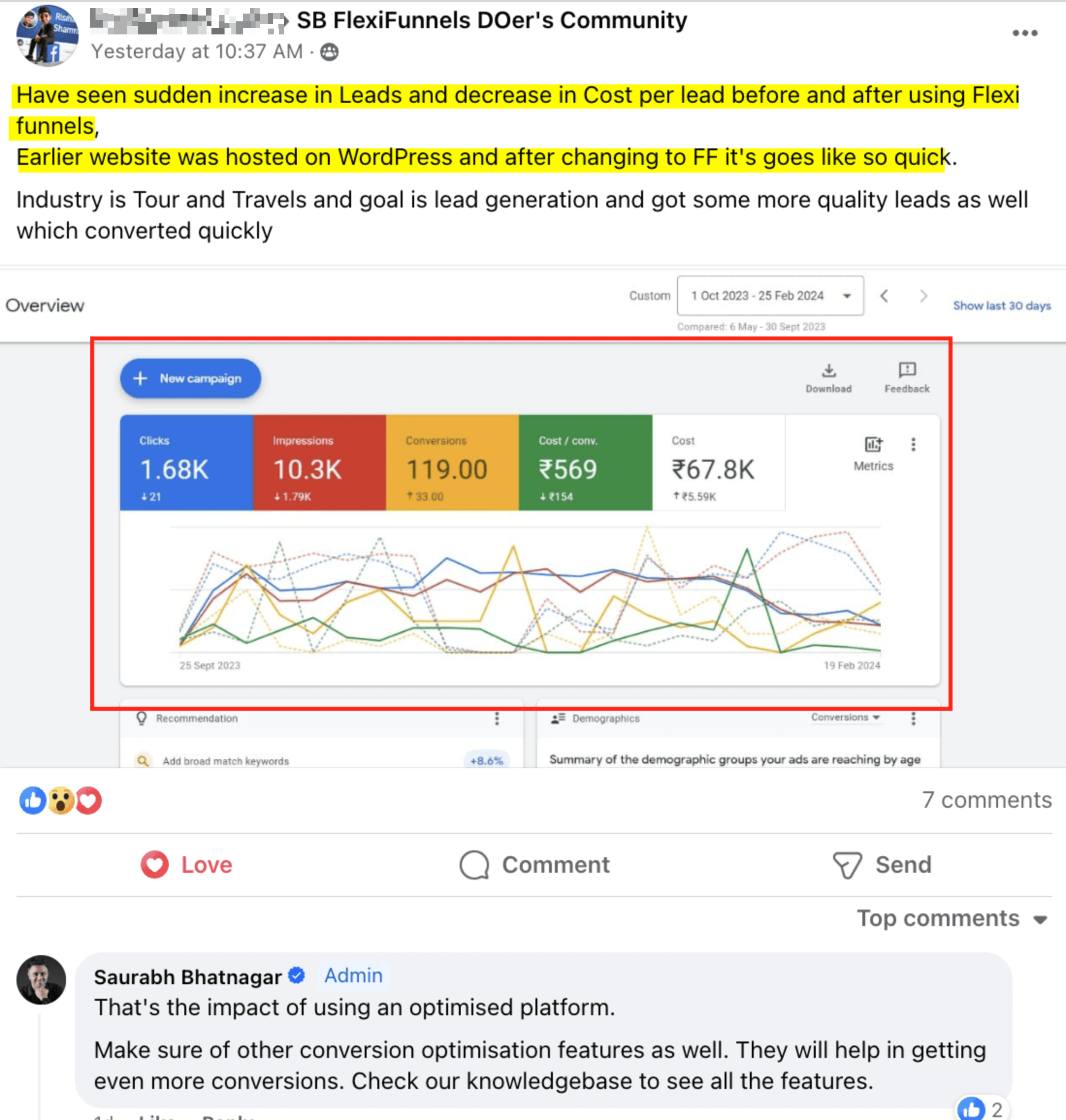 FlexiFunnels customer review screenshot