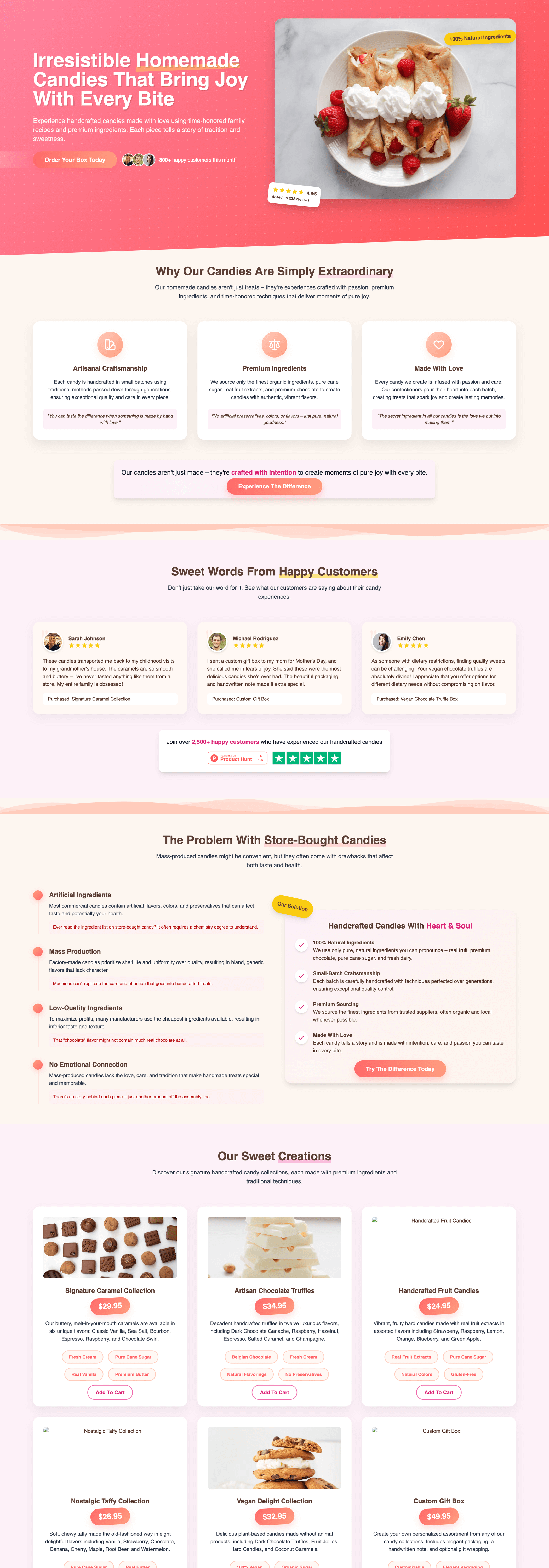 AI-generated local candy store website with online ordering