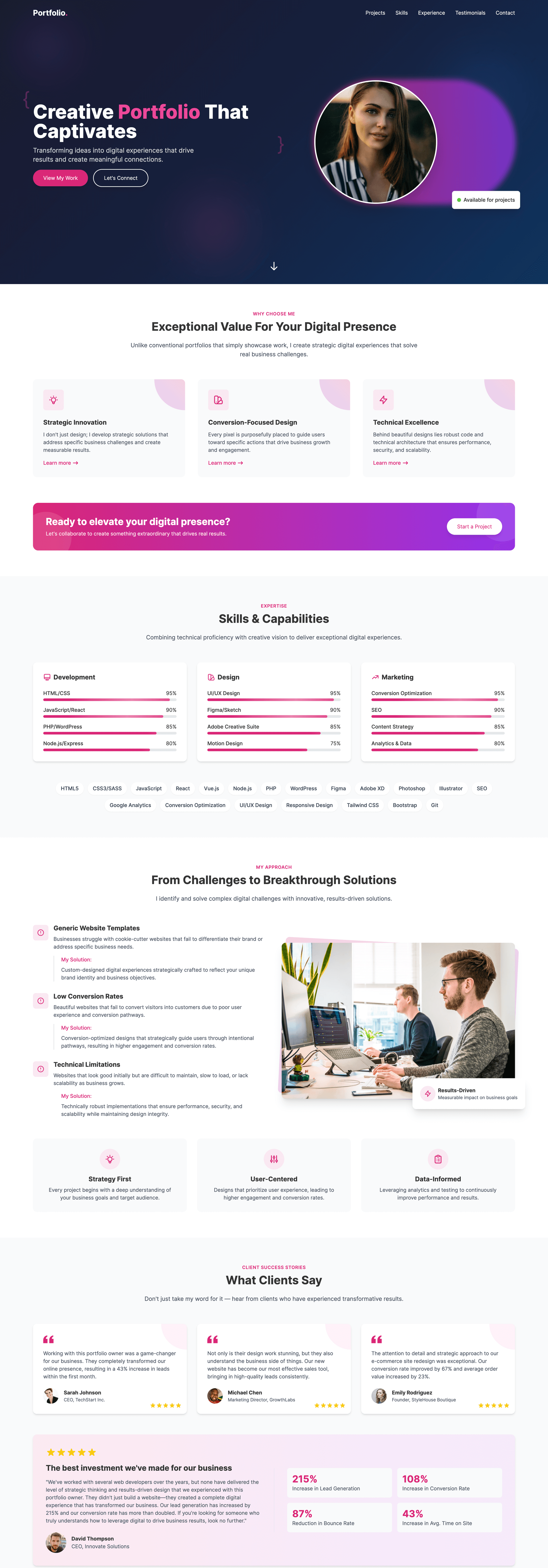 AI-generated freelancer and agency portfolio website