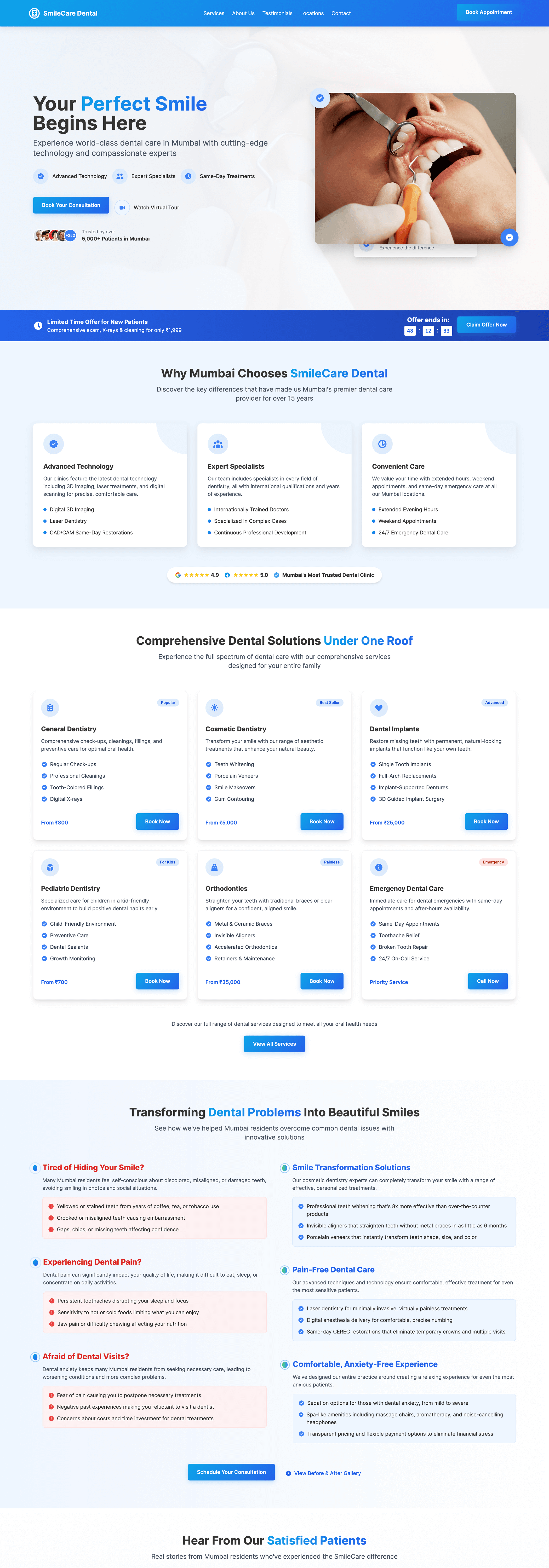 AI-generated dentist appointment booking page