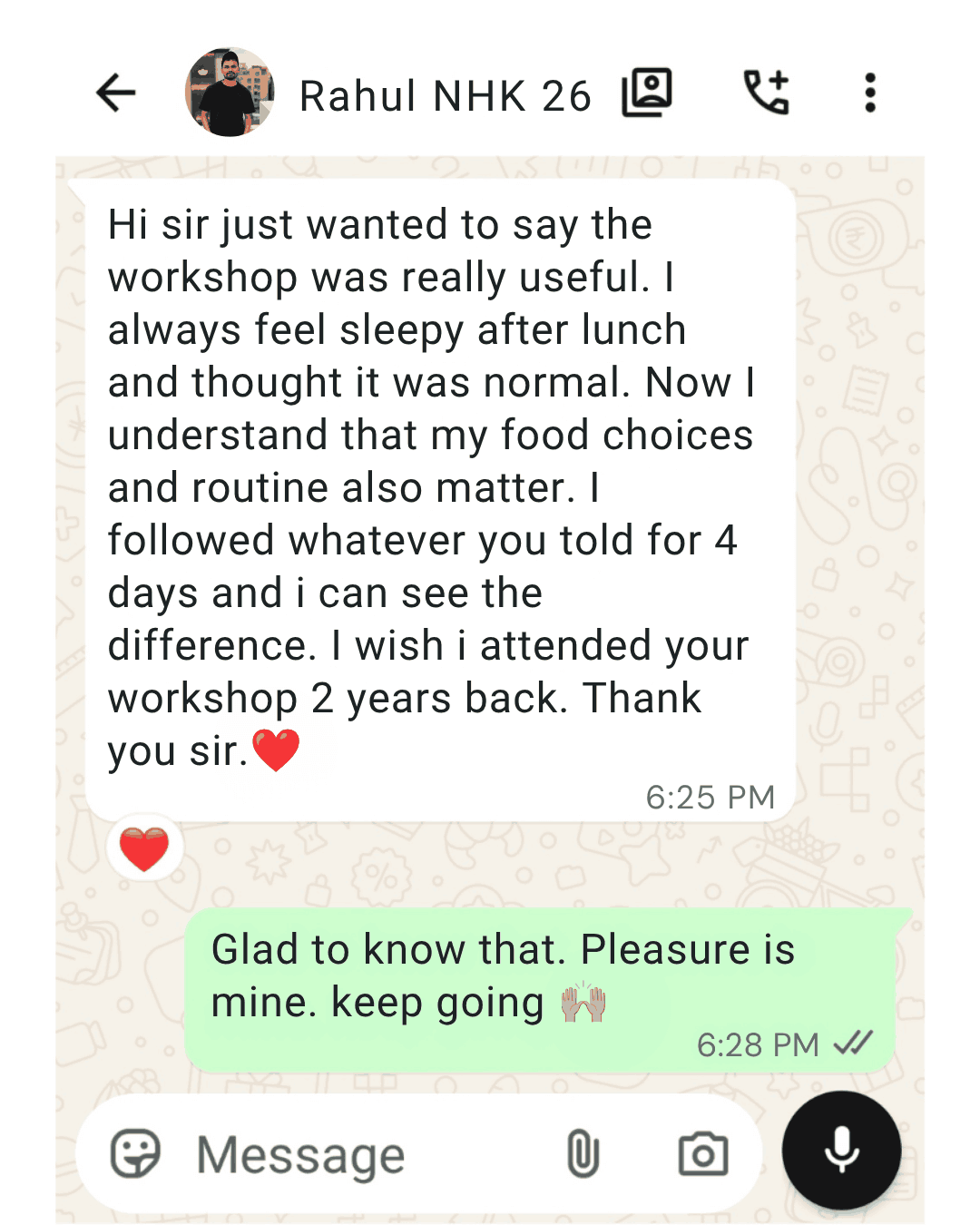 Workshop attendee review 1